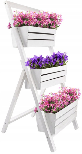 Pat de flori de grădină 3 ghivece de balcon cu inserție albă - 105 cm