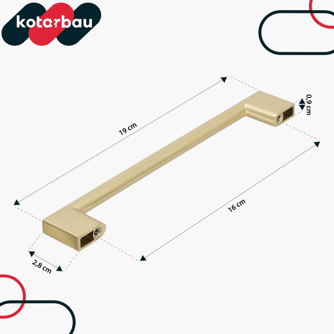 Mâner mobilier clasic modern aur mat 160 mm set de 10 buc.