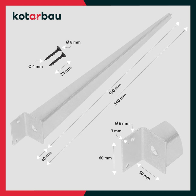 Suport de ancorare cu bază de stâlp tip l - 500 mm set de 8 buc.
