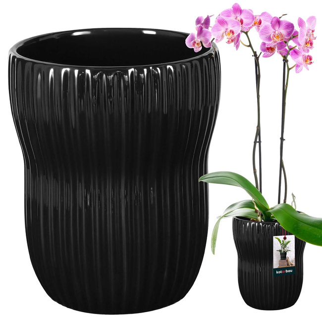 Ghiveci rotund cu caneluri din ceramică 11,5 cm