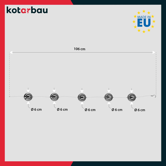 Ghirlandă decorativă oglindă bile din oțel argintiu lucioasă 100 cm