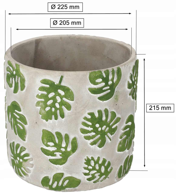 Set de 2 ghivece pentru plante cu capace din beton model frunze - 23 cm