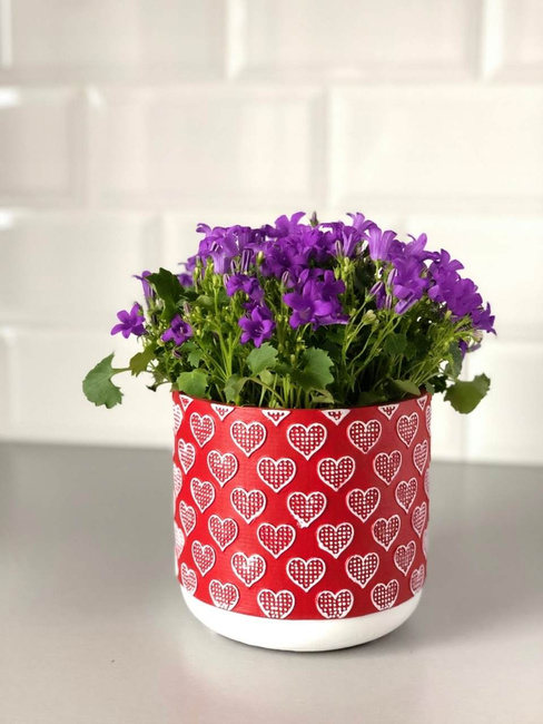 Ghiveci de flori din beton ⌀13 cm roșu