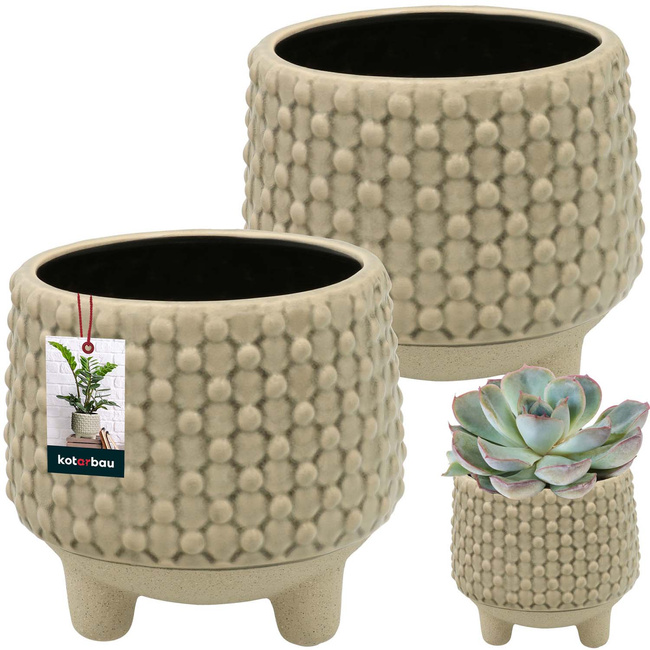 Ghiveci de flori din ceramică pe picioare fi 13 cm set de 2 buc.