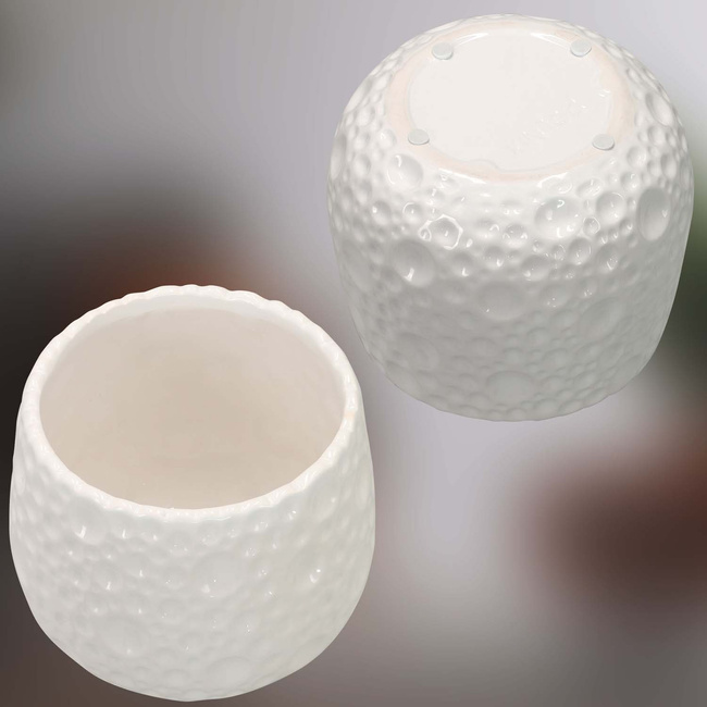 Ghiveci ceramic rotund pentru plante alb 15 cm set de 2 buc.